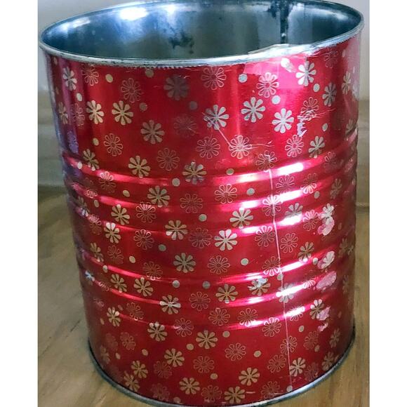 Vintage 7" Hills Brothers / Bros Coffee Can Red Atomic MCM Snowflakes W/ Lid - Picture 6 of 16